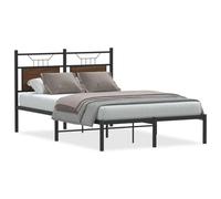 FWIKDUN Bettgestell ohne Matratze Braun Eiche 120x200 cm Holzwerkstoff | Struttura letto senza materasso, base in metallo, schienale multifunzione, spazio contenitivo sotto il piano, doghe