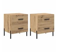 FWIKDUN Comodino 2 Pezzi Legno 40x35 cm | Con Cassetto, Gambe in Ferro, Finish Opaco, Stile Rustico per Camera