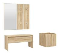 FWIKDUN Garderoben-Set Sonoma-Eiche Holzwerkstoff | Con Specchio, Con Cassetto, Piantana Inclusa, Carico Max 110 kg