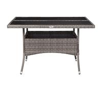 FWIKDUN Garten Esstisch Grau, 4 Personen, PE Rattan und Glas | Pulverbeschichteter Stahlrahmen, Hartglasplatte, UV-beständig, wetterfest, leicht umstellbar