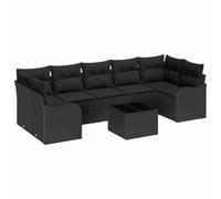 FWIKDUN Garten Sofa Set 8 Teile Schwarz Poly-Rattan Stahl Glas | Modular, Eck Mittel Armsitze, Rückenkissen, UV-Beständig, wasserdichte Tasche, für Terrasse