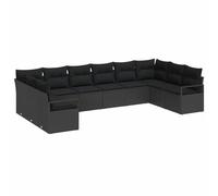 FWIKDUN Garten-Sofa-Set mit Kissen 10-tlg Schwarz Poly-Rattan | Modular, Wetterfest, Stahlrahmen Pulverbeschichtet, Wasserdichte Tasche, Für Terrasse