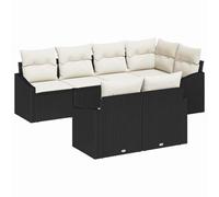 FWIKDUN Gartensofa-Set mit Kissen 7-teilig Schwarz Weiß Poly-Rattan | Wetterbeständig, Stahlrahmen, modulares Design, wasserdichte Aufbewahrungstasche, für Terrasse