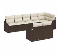 FWIKDUN Gartensofa-Set Mit Kissen 8 Teile Braun Weiß Poly-Rattan | Wetterfest, Wasserabweisende Tasche, Pflegeleicht, Ideal Für Terrasse Und Garten