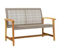 FWIKDUN Panchina da Giardino Grigia 112 cm in Poli Rattan e Legno | Resistente agli agenti atmosferici, struttura in metallo, portata 110 kg, per esterno