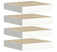 FWIKDUN Schweberegale 4 Stk. Eichen-Optik Weiß 23x23,5x3,8 cm MDF | Metallrahmen, Wabenplatten-Design, Unsichtbare Befestigung, Für Bücher Und Deko