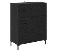 FWIKDUN Sideboard Con Cassetti Nero Effetto Noce 69,5 x 34 x 90 cm | Gambe in Ferro, Cassetti a Cuscinetto a Sfera, Superficie Opaca, Facile da Pulire