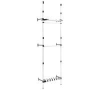 FWIKDUN Telescopic Wardrobe Stand Aluminium with Shelf | Regolabile in Altezza e Larghezza, per Camera da Letto, Design Salvaspazio
