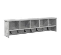 FWIKDUN Wandmontierter Nachttisch mit Regal Beton Grau 100 x 16 x 26 cm | Holzwerkstoff, matte Oberfläche, 2 Haken, platzsparend für Flur und Eingangsbereich