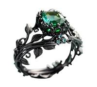 FWJUNHUYC Anello creativo in lega retrò intarsiato con cristalli verdi