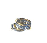 FWJUNHUYC Anello in acciaio inossidabile con zircone pieno di diamanti, anello multi-elemento a doppio colore, Size 5 16mm, Acciaio inossidabile, Giada