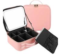 FWJUNHUYC Lusso leggero con specchio, luce LED, borsa per il trucco, scatola portatile di immagazzinaggio cosmetica di alto valore