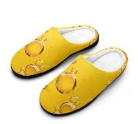 FWJZDSP Birra in un chiere con gocce d'acqua, pantofole da uomo in cotone, scarpe da casa chiuse, pantofole leggere antiscivolo per interni ed esterni