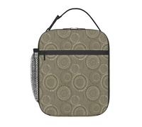 FWJZDSP Borsa per il pranzo, crema, beige, talpa, con cerchi, isolata, riutilizzabile, con tasca laterale, per lavoro, viaggio, picnic, escursionismo, gita di un giorno