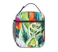 FWJZDSP Borsa porta pranzo Rain Parrot con foglie di palma, verde, doppia isolazione, a prova di perdite, borsa porta pranzo, organizer per pranzo, per lavoro, picnic, viaggio, campeggio