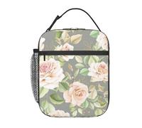 FWJZDSP Borsa termica per il pranzo con bellissime rose floreali e tasca frontale per donne e uomini, graziosa borsa per il pranzo, portapranzo per lavoro/ufficio/viaggi/picnic