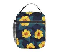 FWJZDSP Borsa termica per il pranzo con fiori e foglie tropicali, riutilizzabile, borsa termica per il pranzo, per lavoro/adulti/picnic/attività all'aperto