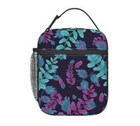 FWJZDSP Borsa termica per il pranzo con foglie tropicali e tasca frontale per donne e uomini, graziosa borsa per il pranzo, portapranzo per lavoro/ufficio/viaggi/picnic