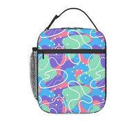 FWJZDSP Borsa termica per il pranzo con forme astratte multicolori e motivi geometrici a pois, riutilizzabile, borsa termica per il pranzo, per lavoro/adulti/picnic/attività all'aperto