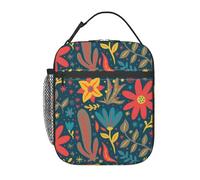 FWJZDSP Borsa termica per il pranzo con motivo a foglie astratte e tasca frontale per donne e uomini, graziosa borsa per il pranzo, portapranzo per lavoro/ufficio/viaggi/picnic
