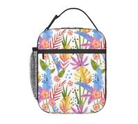 FWJZDSP Borsa termica per il pranzo con motivo a foglie astratte e tasca frontale per donne e uomini, graziosa borsa per il pranzo, portapranzo per lavoro/ufficio/viaggi/picnic