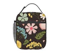 FWJZDSP Borsa termica per il pranzo con motivo a piccoli fiori e tasca frontale per donne e uomini, graziosa borsa per il pranzo, portapranzo per lavoro/ufficio/viaggi/picnic