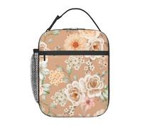 FWJZDSP Borsa termica per il pranzo con motivo a rose rosa, riutilizzabile, impermeabile, per donne, uomini, lavoro, ufficio, picnic