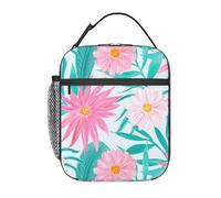 FWJZDSP Borsa termica per il pranzo con motivo botanico ad e tasca frontale per donne e uomini, graziosa borsa per il pranzo, portapranzo per lavoro/ufficio/viaggi/picnic