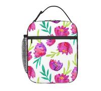 FWJZDSP Borsa termica per il pranzo con motivo floreale ad astratto e tasca frontale per donne e uomini, graziosa borsa per il pranzo, portapranzo per lavoro/ufficio/viaggi/picnic