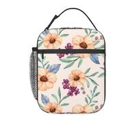 FWJZDSP Borsa termica per il pranzo con motivo floreale ad e tasca frontale per donne e uomini, graziosa borsa per il pranzo, portapranzo per lavoro/ufficio/viaggi/picnic