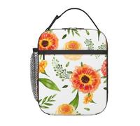 FWJZDSP Borsa termica per il pranzo con motivo floreale ad nei toni della pesca, borsa termica riutilizzabile per il pranzo, per lavoro/adulti/picnic/attività all'aperto