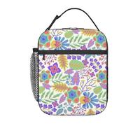 FWJZDSP Borsa termica per il pranzo con motivo floreale colorato e tasca frontale per donne e uomini, graziosa borsa per il pranzo, portapranzo per lavoro/ufficio/viaggi/picnic