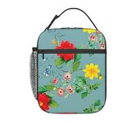 FWJZDSP Borsa termica per il pranzo con motivo floreale di dalia, riutilizzabile, borsa per il pranzo impermeabile per donne, uomini, lavoro, ufficio, picnic