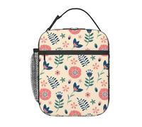 FWJZDSP Borsa termica per il pranzo con motivo floreale e tasca frontale per donne e uomini, graziosa borsa per il pranzo, portapranzo per lavoro/ufficio/viaggi/picnic