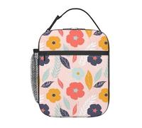 FWJZDSP Borsa termica per il pranzo con motivo floreale e tasca frontale per donne e uomini, graziosa borsa per il pranzo, portapranzo per lavoro/ufficio/viaggi/picnic