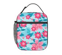 FWJZDSP Borsa termica per il pranzo con motivo floreale e tasca frontale per donne e uomini, graziosa borsa per il pranzo, portapranzo per lavoro/ufficio/viaggi/picnic