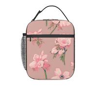 FWJZDSP Borsa termica per il pranzo con motivo floreale e tasca frontale per donne e uomini, graziosa borsa per il pranzo, portapranzo per lavoro/ufficio/viaggi/picnic