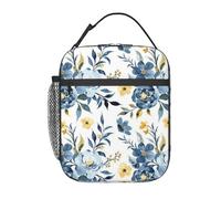 FWJZDSP Borsa termica per il pranzo con motivo floreale e tasca frontale per donne e uomini, graziosa borsa per il pranzo, portapranzo per lavoro/ufficio/viaggi/picnic