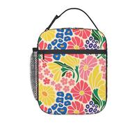 FWJZDSP Borsa termica per il pranzo con motivo floreale Groovy, riutilizzabile, borsa termica per il pranzo, per lavoro/adulti/picnic/attività all'aperto