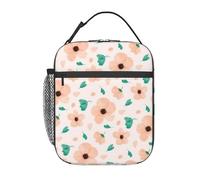 FWJZDSP Borsa termica per il pranzo con motivo floreale nei toni della pesca, borsa termica riutilizzabile per il pranzo, per lavoro/adulti/picnic/attività all'aperto