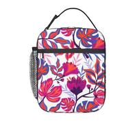 FWJZDSP Borsa termica per il pranzo con motivo floreale tropicale colorato, riutilizzabile, borsa termica per il pranzo, per lavoro/adulti/picnic/attività all'aperto