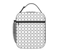 FWJZDSP Borsa termica per il pranzo con motivo geometrico astratto e fiori neri, riutilizzabile, borsa termica per il pranzo, per lavoro/adulti/picnic/attività all'aperto