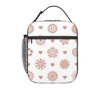 FWJZDSP Borsa termica per il pranzo con motivo mandala floreale astratto rosa e tasca frontale per donne e uomini, graziosa borsa per il pranzo, portapranzo per lavoro/ufficio/viaggi/picnic