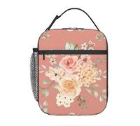 FWJZDSP Borsa termica per il pranzo con tasca frontale, motivo: rose rosa, per donne e uomini, graziosa borsa per il pranzo, portapranzo per lavoro/ufficio/viaggi/picnic