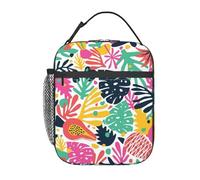 FWJZDSP Borsa termica per il pranzo creativa, moderna, con frutta, papaya, pino e foglie, riutilizzabile, borsa termica per il pranzo, per lavoro/adulti/picnic/attività all'aperto