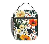 FWJZDSP Borsa termica per il pranzo Floral Botanical Bliss, borsa termica riutilizzabile per il pranzo, per lavoro/adulti/picnic/attività all'aperto