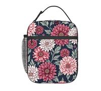 FWJZDSP Borsa termica per il pranzo, riutilizzabile, con bellissimi fiori luminosi in fiore, dalia, peonie, borsa per il pranzo impermeabile, per donne, uomini, lavoro, ufficio, picnic