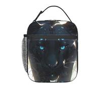 FWJZDSP Borsa termica per il pranzo, riutilizzabile, con stampa leopardata nera, impermeabile, per donne, uomini, lavoro, ufficio, picnic