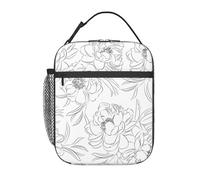 FWJZDSP Borsa termica per il pranzo, riutilizzabile, in bianco e nero, per lavoro/adulti/picnic/attività all'aperto