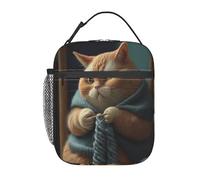 FWJZDSP Borsa termica per il pranzo The Cat, riutilizzabile, con tasca laterale, per lavoro, viaggio, picnic, escursionismo, gite di un giorno